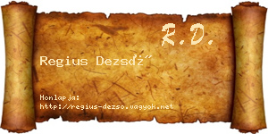 Regius Dezső névjegykártya